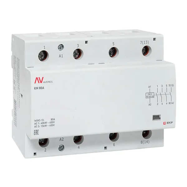 Контактор модульный КМ 80А 4NO 230VAC (6 мод.) AVERES EKF