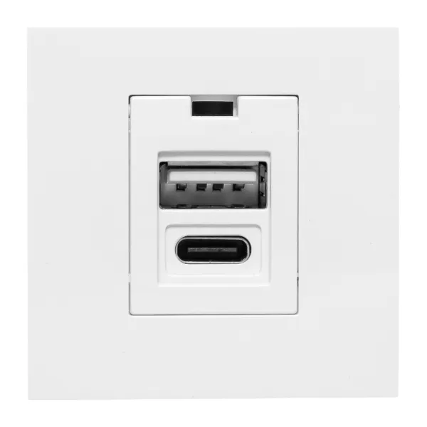 Розетка USB A+C, 2.1А, 2 гнезда, без индикатора, белая EKF