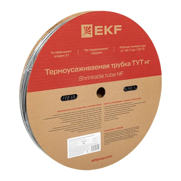 Термоусаживаемая трубка ТУТ нг 6/3 черная рулон EKF PROxima