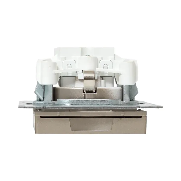 Механизм розетки, 16А, IP44, с заземлением, со шторками, c крышкой, шампань Эпика EKF