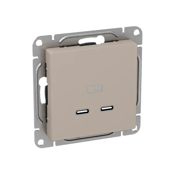 Механизм розетки USB-C - 2шт, кремовый Эпика EKF