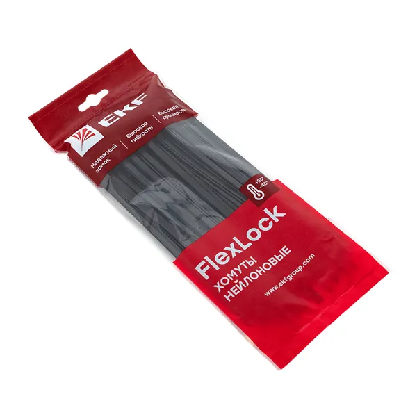 Хомут P6.6 стандартный (ч), 4.8x200 (100шт) FlexLock EKF