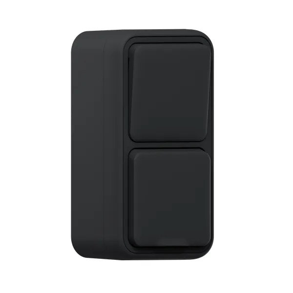 Блок: розетка и выключатель, одноклавишный, проходной ОП, винтовые клеммы антрацит, Бронто EKF