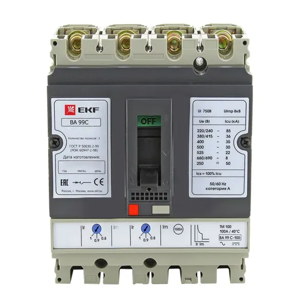 Выключатель автоматический ВА-99C 100/20А 3P+N 35кА EKF
