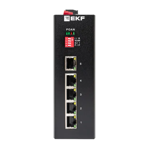Промышленный неуправляемый коммутатор U-5GT, 5 портов 10/100/1000Base-T(X) RJ45, монтаж на динрейку TSX EKF