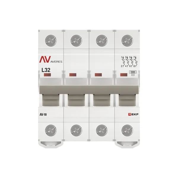 Выключатель автоматический AV-10 4P 32A (L) 10kA EKF AVERES