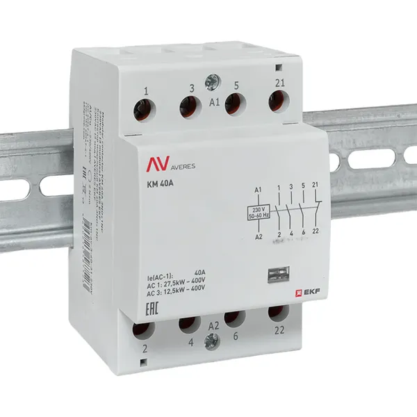 Контактор модульный КМ 40А 3NO+1NC 230VAC (3 мод.) AVERES EKF