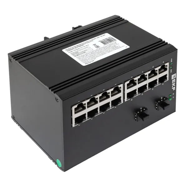 Промышленный неуправляемый коммутатор U-2GX/SFP-16GT, 2 порта 1000Base-X SFP, 16 портов 10/100/1000Base-T(X) RJ45, монтаж на динрейку TSX EKF