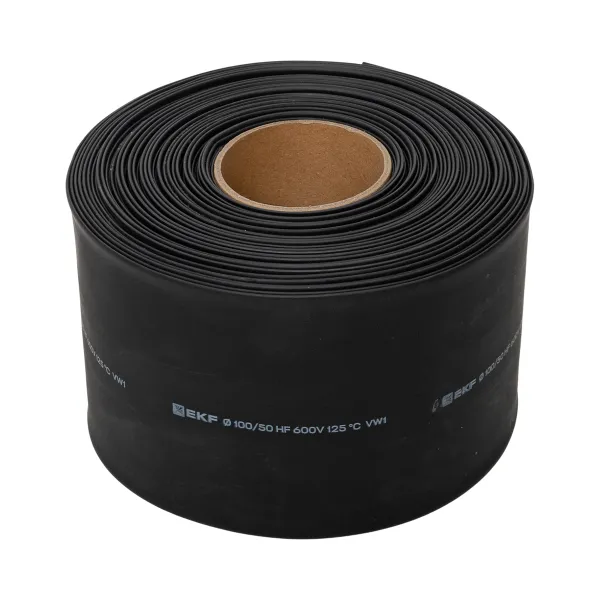 Термоусаживаемая трубка ТУТ нг 100/50 черная рулон EKF PROxima