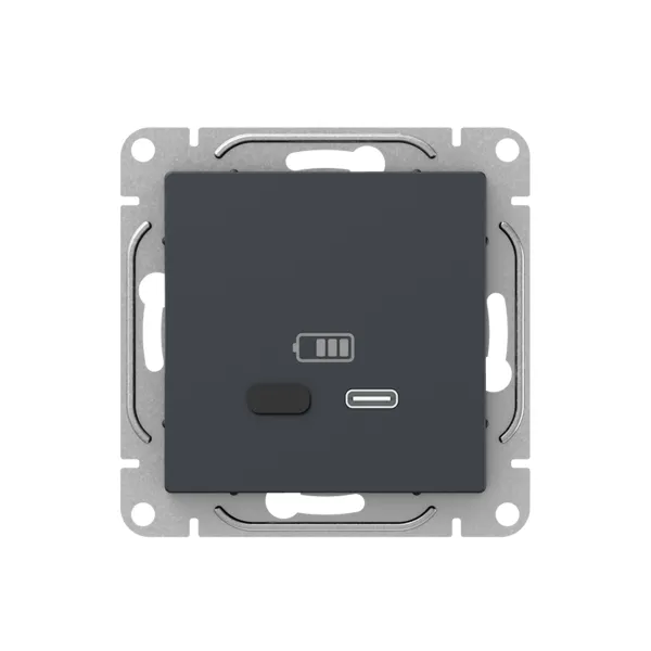 Механизм розетки USB-С, быстрая, графит Эпика EKF