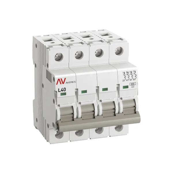 Выключатель автоматический AV-6 4P 40A (L) 6kA EKF AVERES