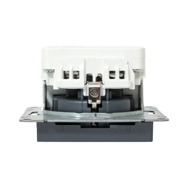 Механизм розетки с USB-C - 2шт, 16А, с заземлением, со шторками, графит Эпика EKF