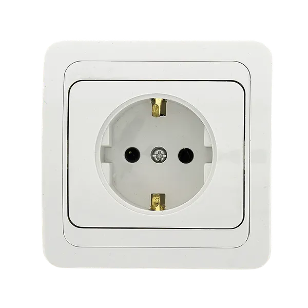 Лондон Розетка 1-местная с заземлением 16А керамика белая EKF PROxima