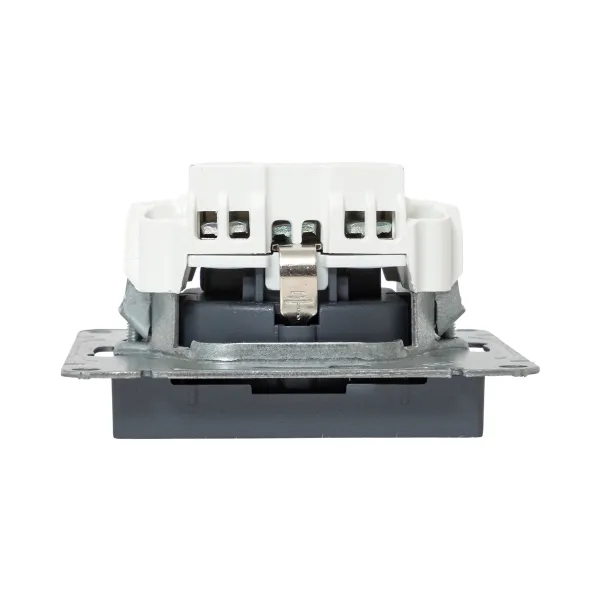 Механизм розетки, 16А, с заземлением, со шторками, графит Эпика EKF