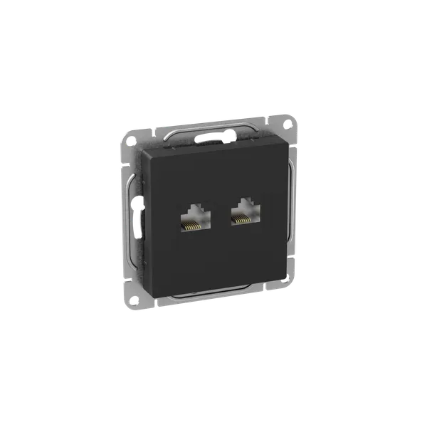 Механизм розетки RJ45 - 2шт, (cat5), чёрный Эпика EKF