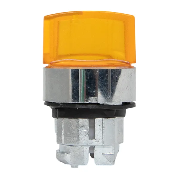 Исполнительный механизм переключателя ХB4 желтый на 3 положения с фиксацией, с подсветкой с короткой ручкой IP65 EKF