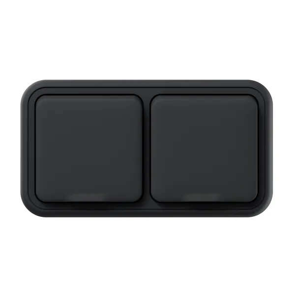 Розетка, двухместная, ОП, винтовые клеммы антрацит, Бронто EKF