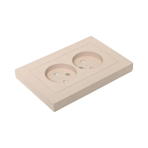 Механизм розетки двойной, 16А, без заземления, без шторок, с рамкой, кремовый Эпика EKF