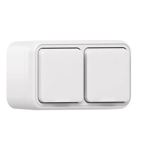 Розетка, двухместная, ОП, винтовые клеммы белый, Бронто EKF