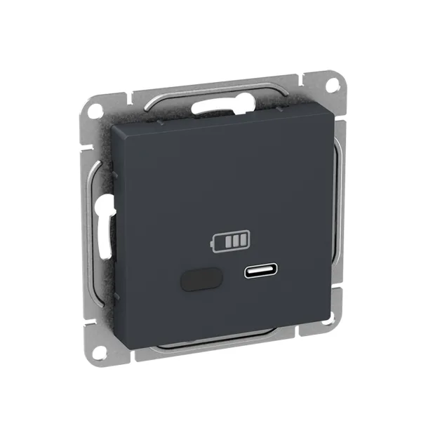 Механизм розетки USB-С, быстрая, графит Эпика EKF