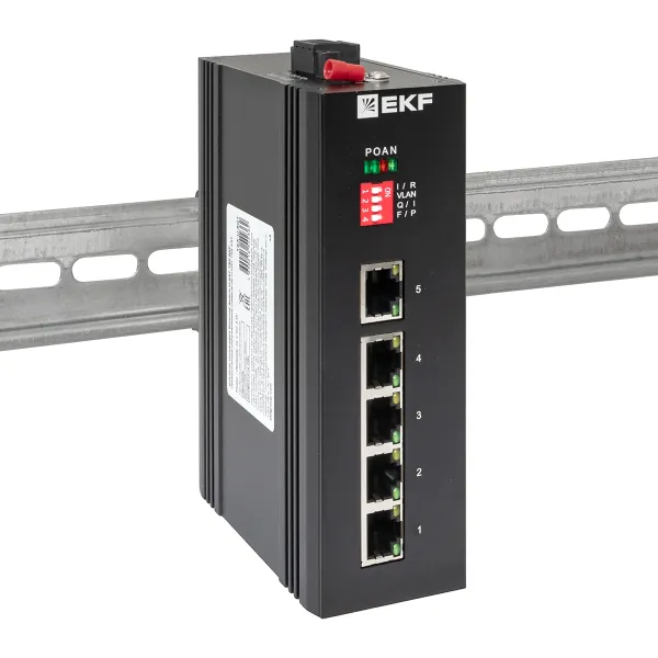 Промышленный неуправляемый коммутатор U-5GT, 5 портов 10/100/1000Base-T(X) RJ45, монтаж на динрейку TSX EKF