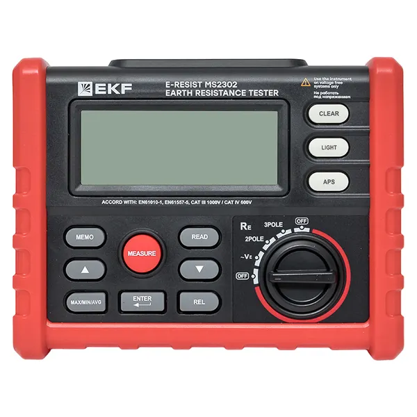Измеритель сопротивления заземления цифровой E-Resist MS2302 EKF Professional