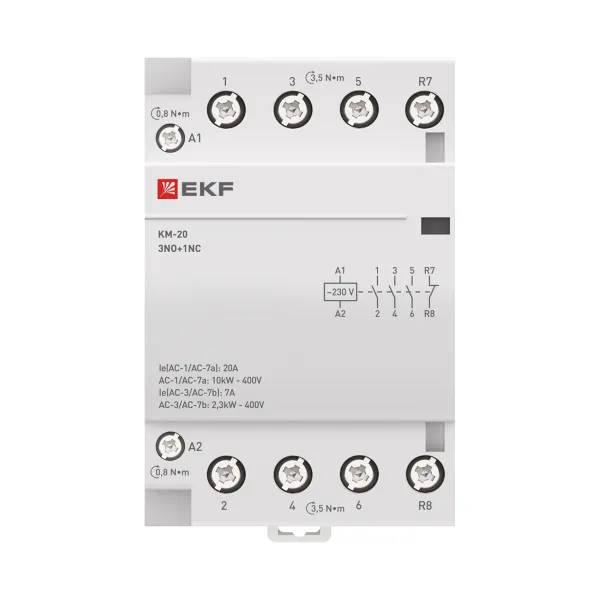 Контактор модульный КМ 20А 3NО+NC (3 мод.) EKF PROxima