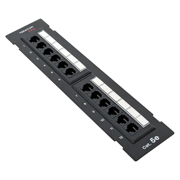 Патч-панель настенная TERACOM PRO Cat.5E неэкранированная UTP 12 портов RJ-45 Dual IDC