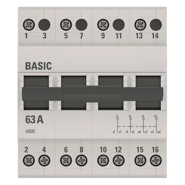 Трехпозиционный переключатель 4P 63А Basic