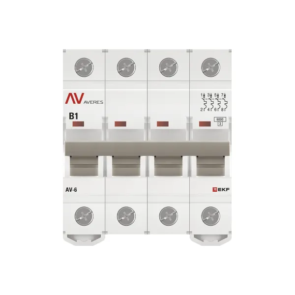 Выключатель автоматический AV-6 4P 1A (B) 6kA EKF AVERES