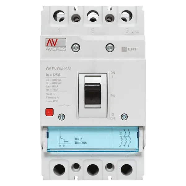 Автоматический выключатель AV POWER-1/3 125А 80kA TR EKF AVERES