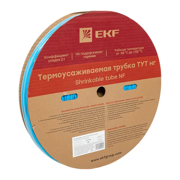 Термоусаживаемая трубка ТУТ нг 6/3 синяя рулон EKF PROxima