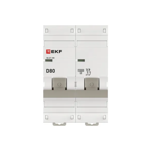 Автоматический выключатель 2P 80А (D) 10kA ВА 47-100 EKF PROxima