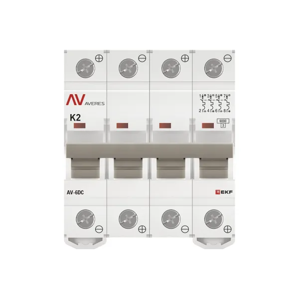 Выключатель автоматический AV-6 DC 4P 2A (K) 6kA EKF AVERES