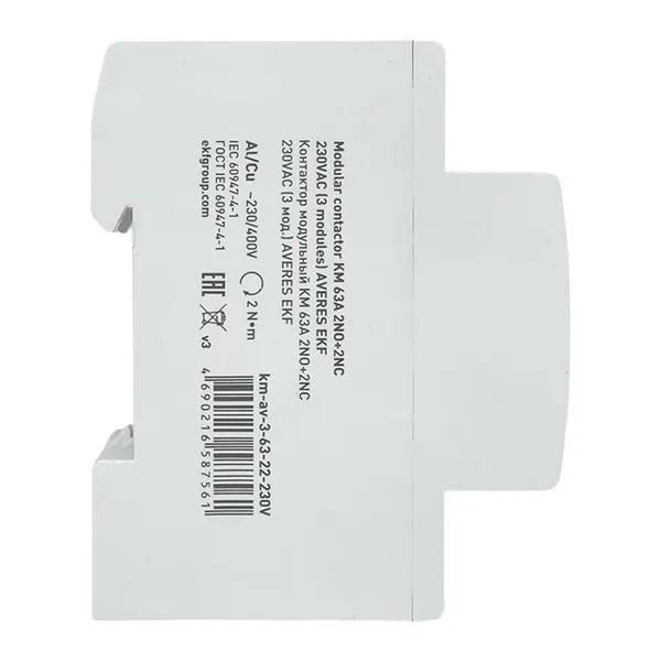 Контактор модульный КМ 63А 2NO+2NC 230VAC (3 мод.) AVERES EKF