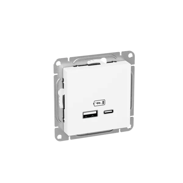 Механизм розетки USB-A+С, белый Эпика EKF