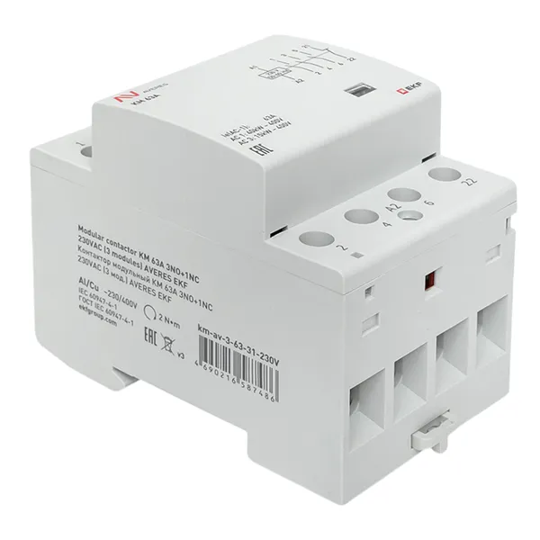 Контактор модульный КМ 63А 3NO+1NC 230VAC (3 мод.) AVERES EKF