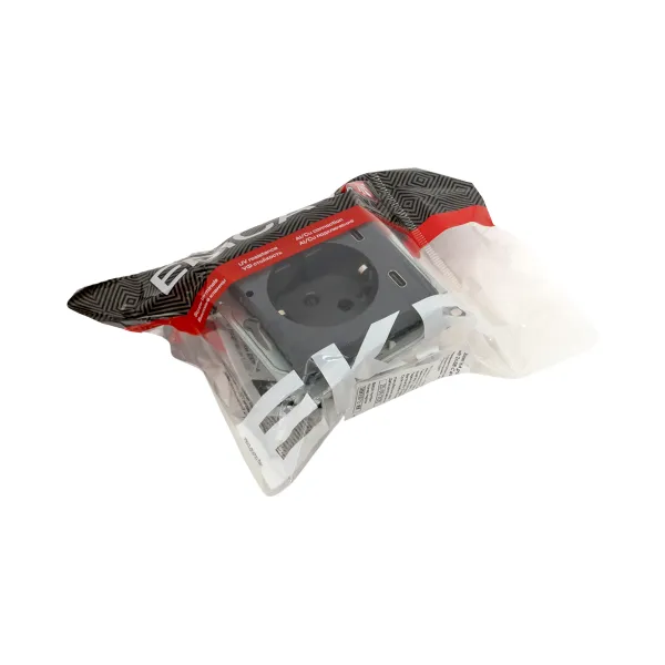 Механизм розетки с USB-C - 2шт, 16А, с заземлением, со шторками, графит Эпика EKF