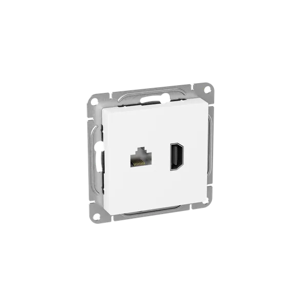 Механизм розетки HDMI+RJ45 (cat5), белый Эпика EKF