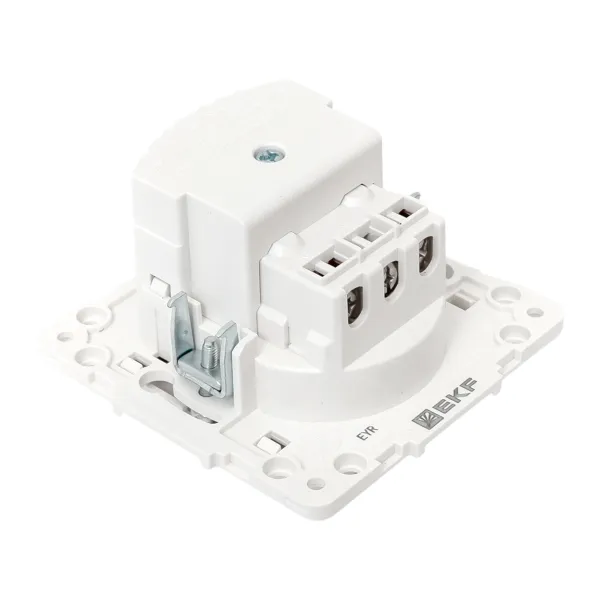Стокгольм Механизм Розетки 1-местной с/з, USB 2A 16А винтовые клеммы белый с защ. штор. EKF