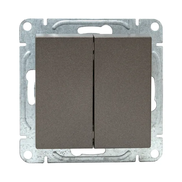 Механизм выключателя, двухклавишный, мокко Эпика EKF