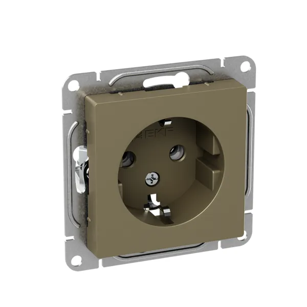 Механизм розетки, 16А, с заземлением, без шторок, шампань Эпика EKF