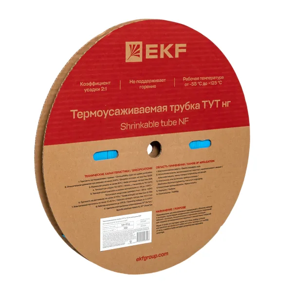 Термоусаживаемая трубка ТУТ нг 12/6 синяя рулон EKF PROxima