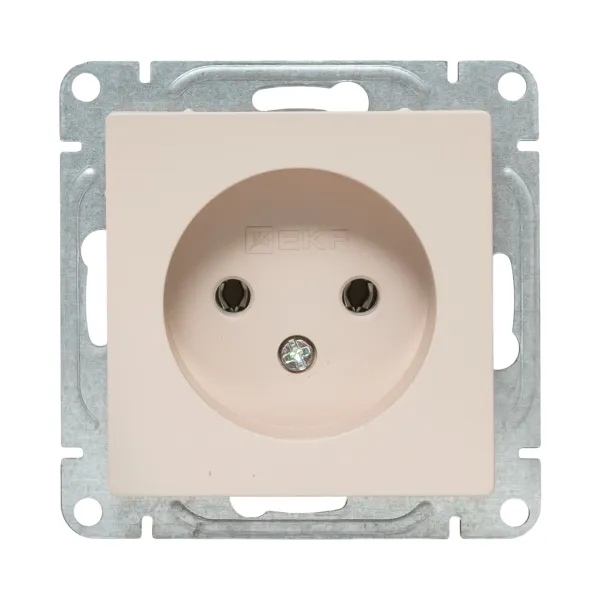 Механизм розетки, 16А, без заземления, без шторок, кремовый Эпика EKF