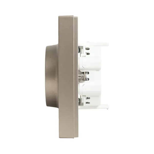 Механизм розетки двойной, 16А, с заземлением, без шторок, с рамкой, шампань Эпика EKF