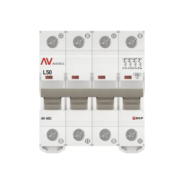 Выключатель автоматический AV-6 DC 4P 50A (L) 6kA EKF AVERES