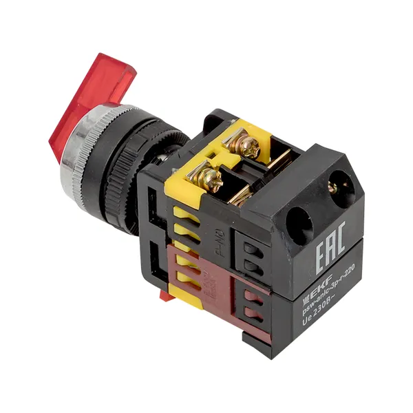 Переключатель ANLC-22 3P красный с подсветкой 220В NO+NC EKF PROxima