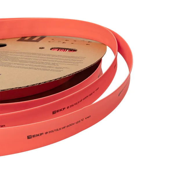 Термоусаживаемая трубка ТУТ нг 25/12,5 красная рулон EKF PROxima