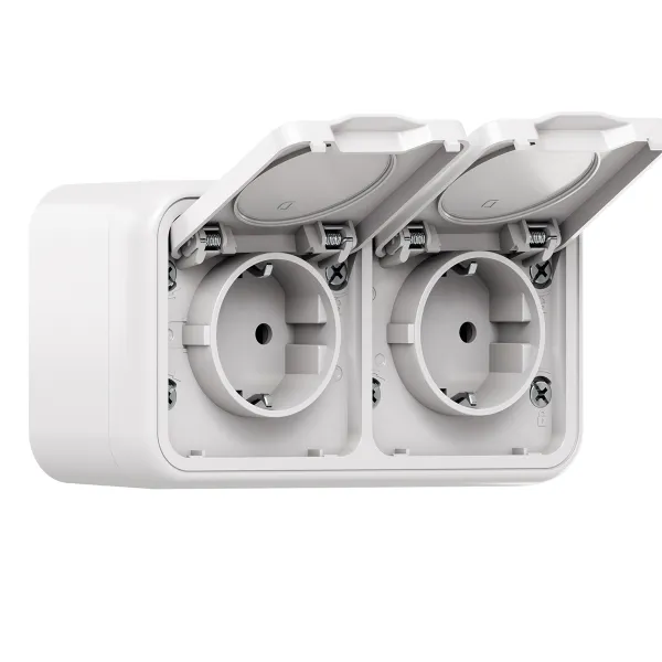 Розетка, двухместная, ОП, винтовые клеммы белый, Бронто EKF