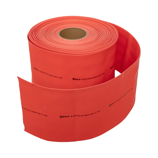 Термоусаживаемая трубка ТУТ нг 120/60 красная рулон EKF PROxima